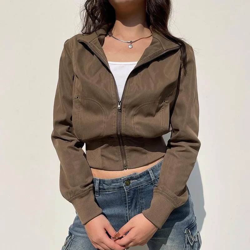 Cropped Zip-Up Utility Jacket