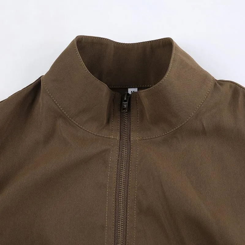 Cropped Zip-Up Utility Jacket