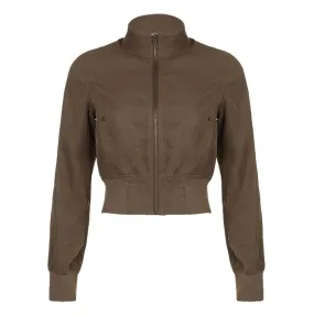 Cropped Zip-Up Utility Jacket