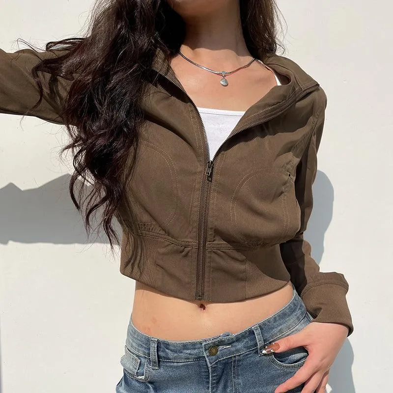 Cropped Zip-Up Utility Jacket