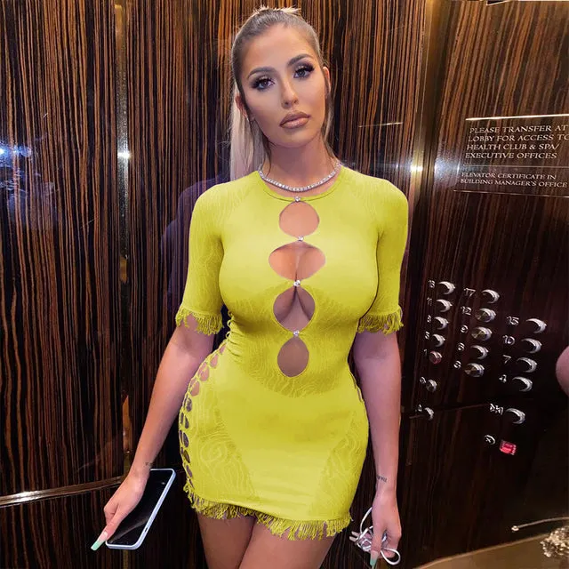 Cut Out Zebra Mesh Transparent Mini Beach Holiday Party Club Bodycon Pencil Dress