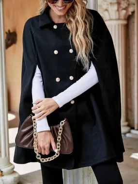 Double Breasted Cloak Sleeve Overcoat