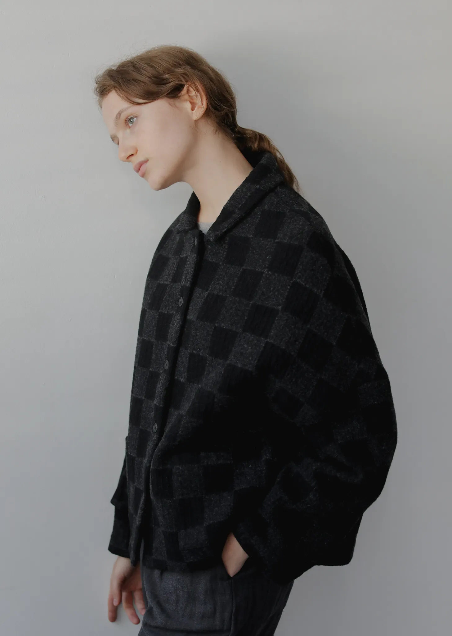 Drop Shoulder Tiles Jacket