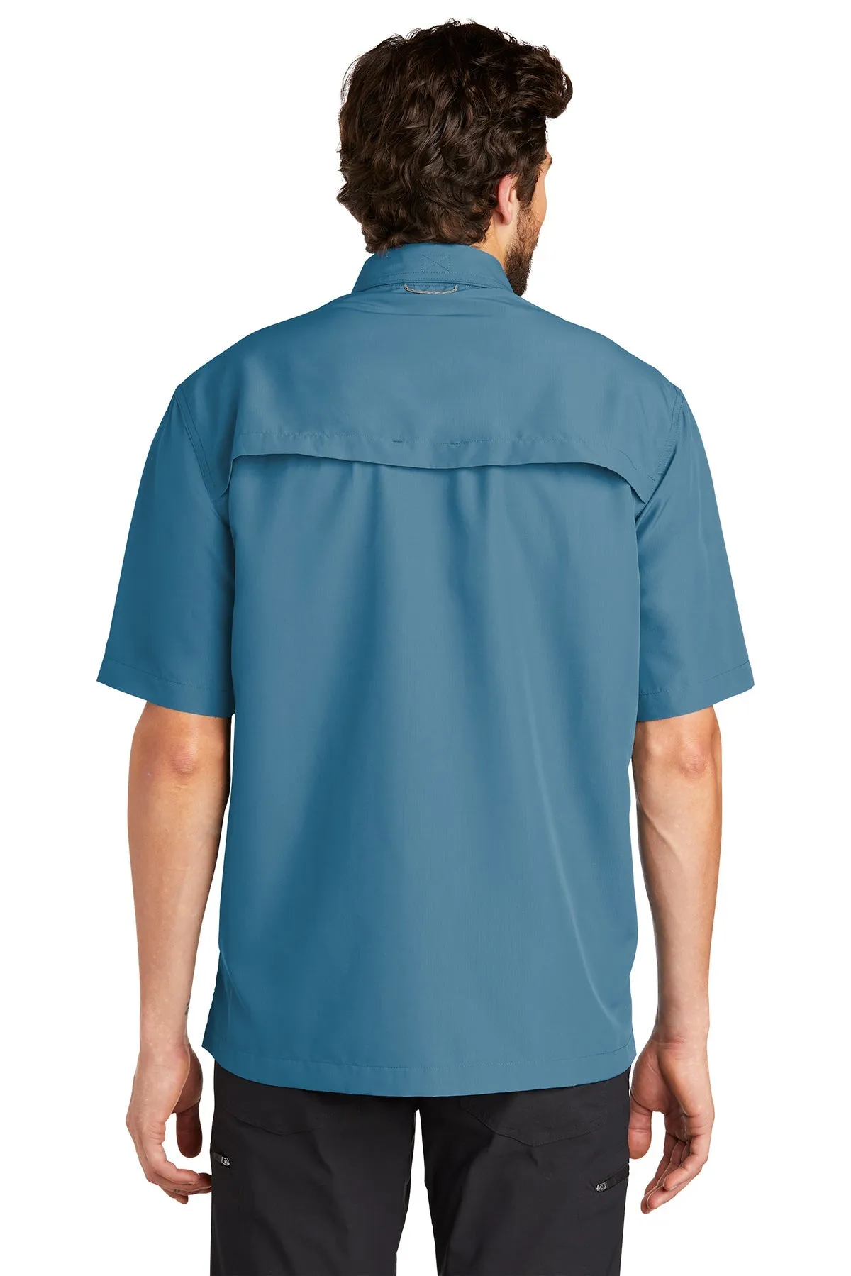 Eddie Bauer Short Sleeve Performance Branded Fishing Shirts, Gulf Teal