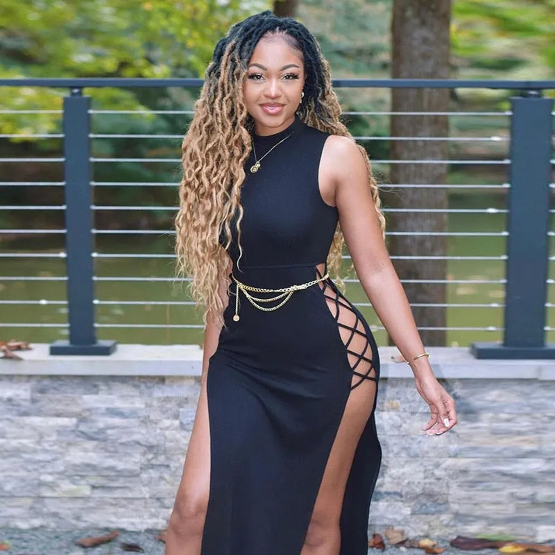 Elegant Black Sleeveless Bandage Dress for Women Club Party Backless Tank Dresses Skinny Fashion Summer Dress