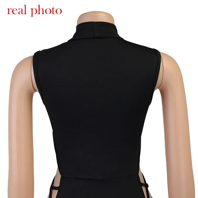 Elegant Black Sleeveless Bandage Dress for Women Club Party Backless Tank Dresses Skinny Fashion Summer Dress