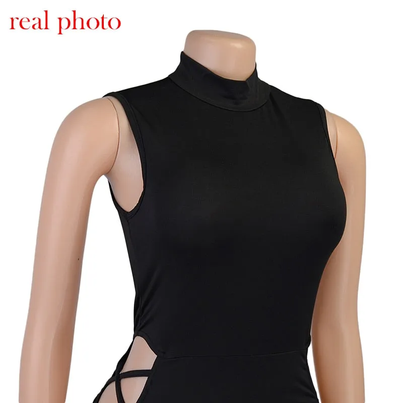 Elegant Black Sleeveless Bandage Dress for Women Club Party Backless Tank Dresses Skinny Fashion Summer Dress