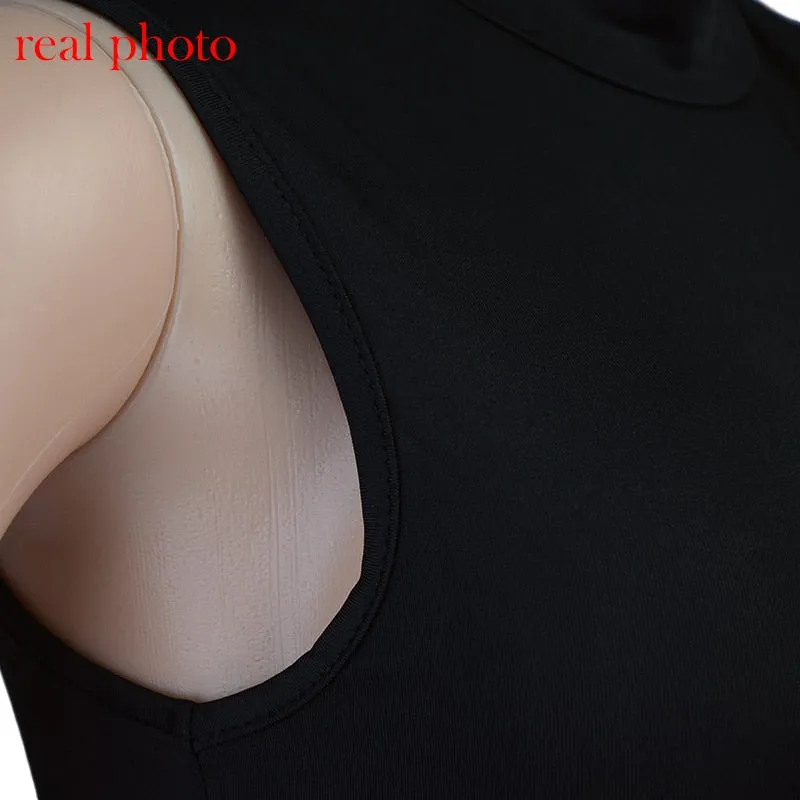 Elegant Black Sleeveless Bandage Dress for Women Club Party Backless Tank Dresses Skinny Fashion Summer Dress