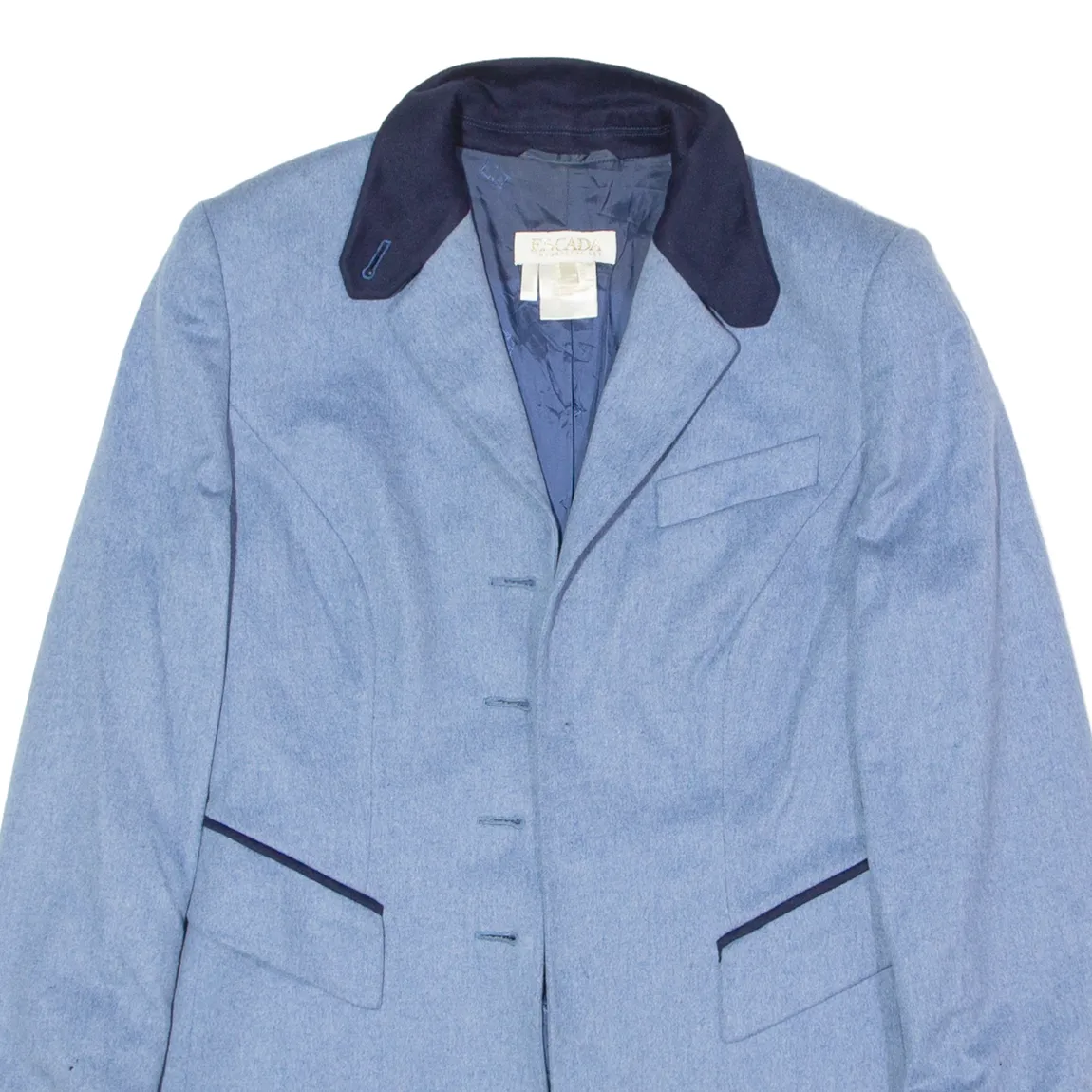 ESCADA Womens Overcoat Coat Blue Wool UK 10