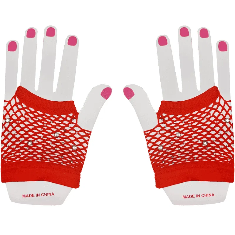 Fishnet Gloves w/Crystals