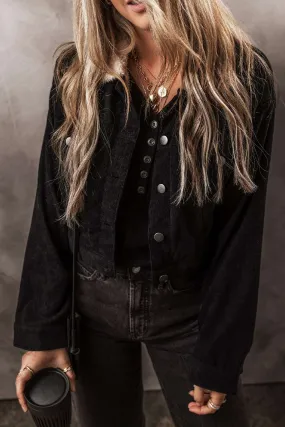 Fleece Lined Button-up Collared Crop Jacket: For When You Want to Look Like a Badass and Stay Warm as Hell