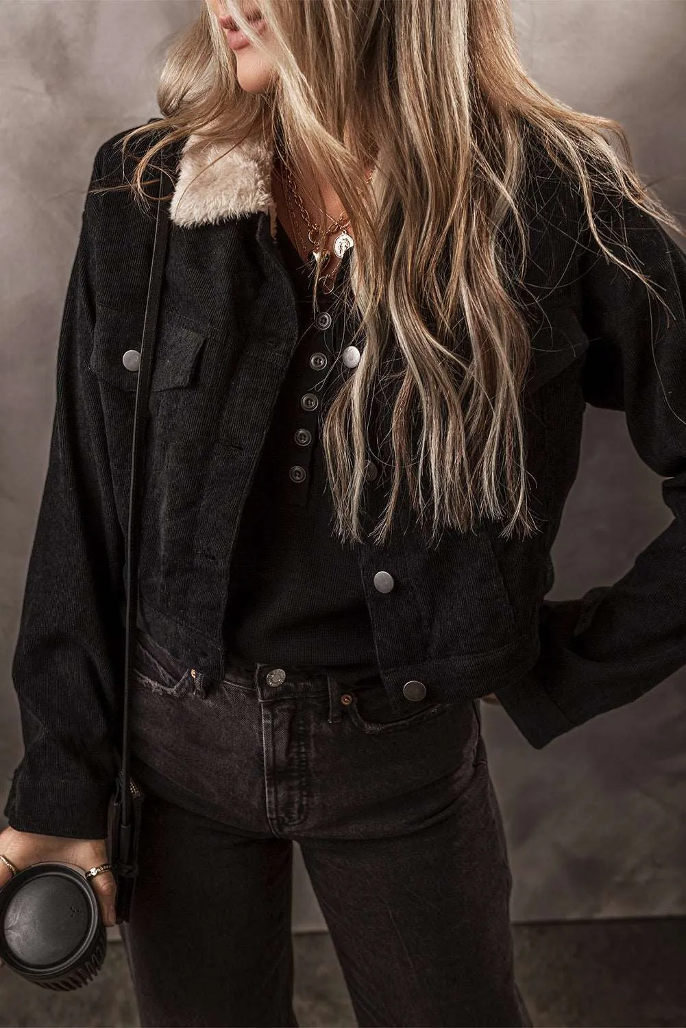 Fleece Lined Button-up Collared Crop Jacket: For When You Want to Look Like a Badass and Stay Warm as Hell