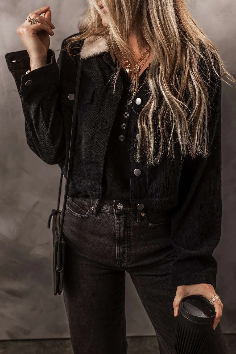 Fleece Lined Button-up Collared Crop Jacket: For When You Want to Look Like a Badass and Stay Warm as Hell