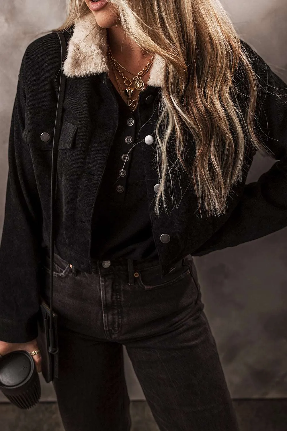 Fleece Lined Button-up Collared Crop Jacket: For When You Want to Look Like a Badass and Stay Warm as Hell