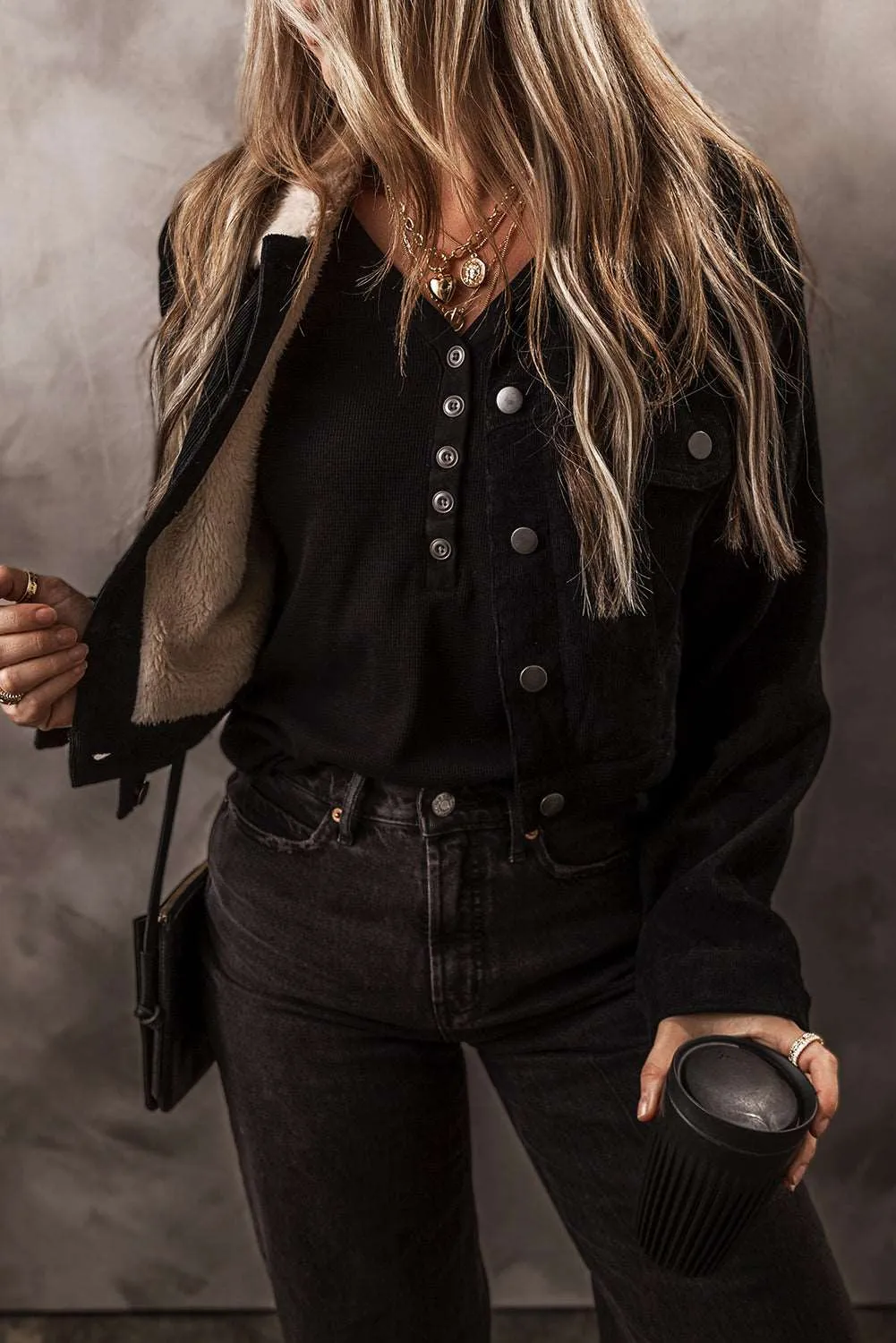Fleece Lined Button-up Collared Crop Jacket: For When You Want to Look Like a Badass and Stay Warm as Hell
