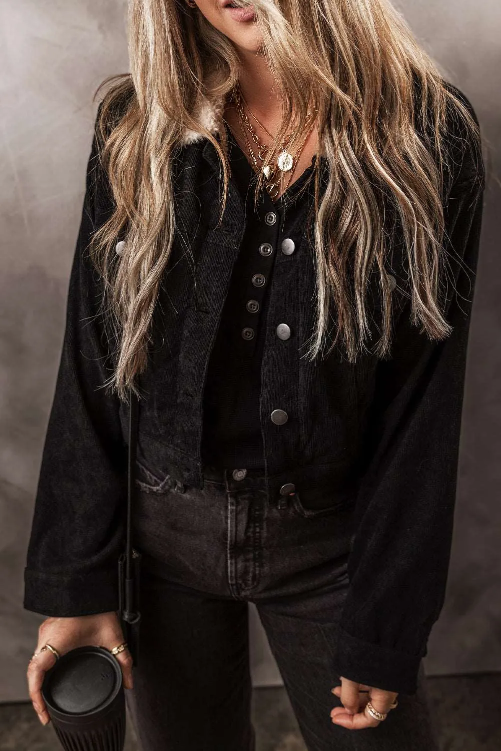 Fleece Lined Button-up Collared Crop Jacket: For When You Want to Look Like a Badass and Stay Warm as Hell