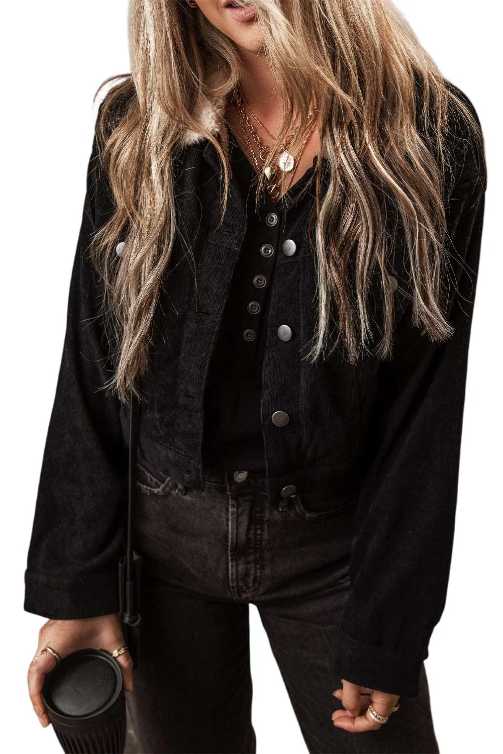 Fleece Lined Button-up Collared Crop Jacket: For When You Want to Look Like a Badass and Stay Warm as Hell