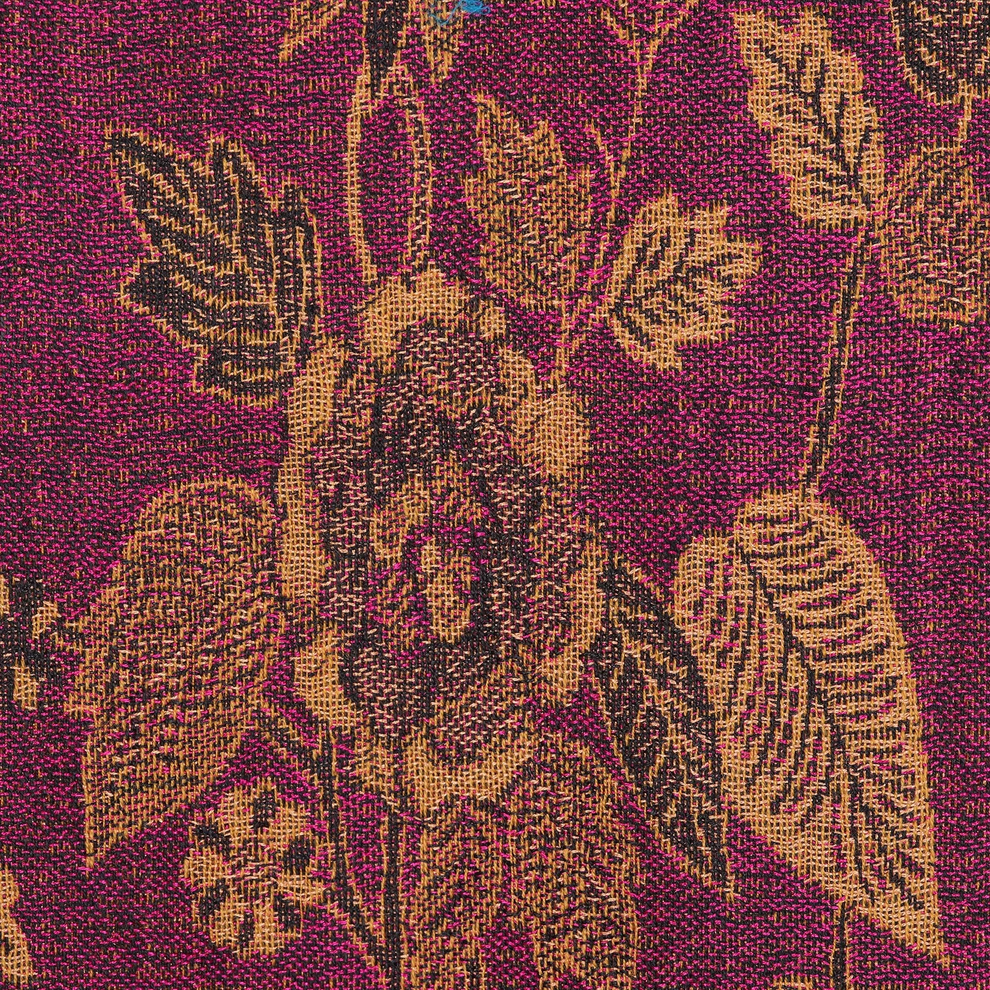 Floral Motif Jamawar-Style Wool Scarf in Azalea from India - Azalea Garden | NOVICA
