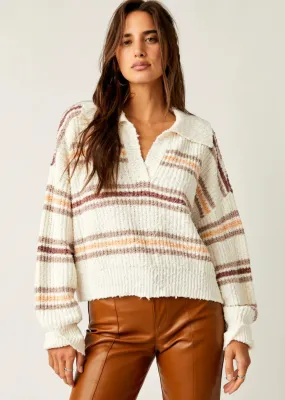 Free People Kennedy Pullover - IVORY OAK COMBO