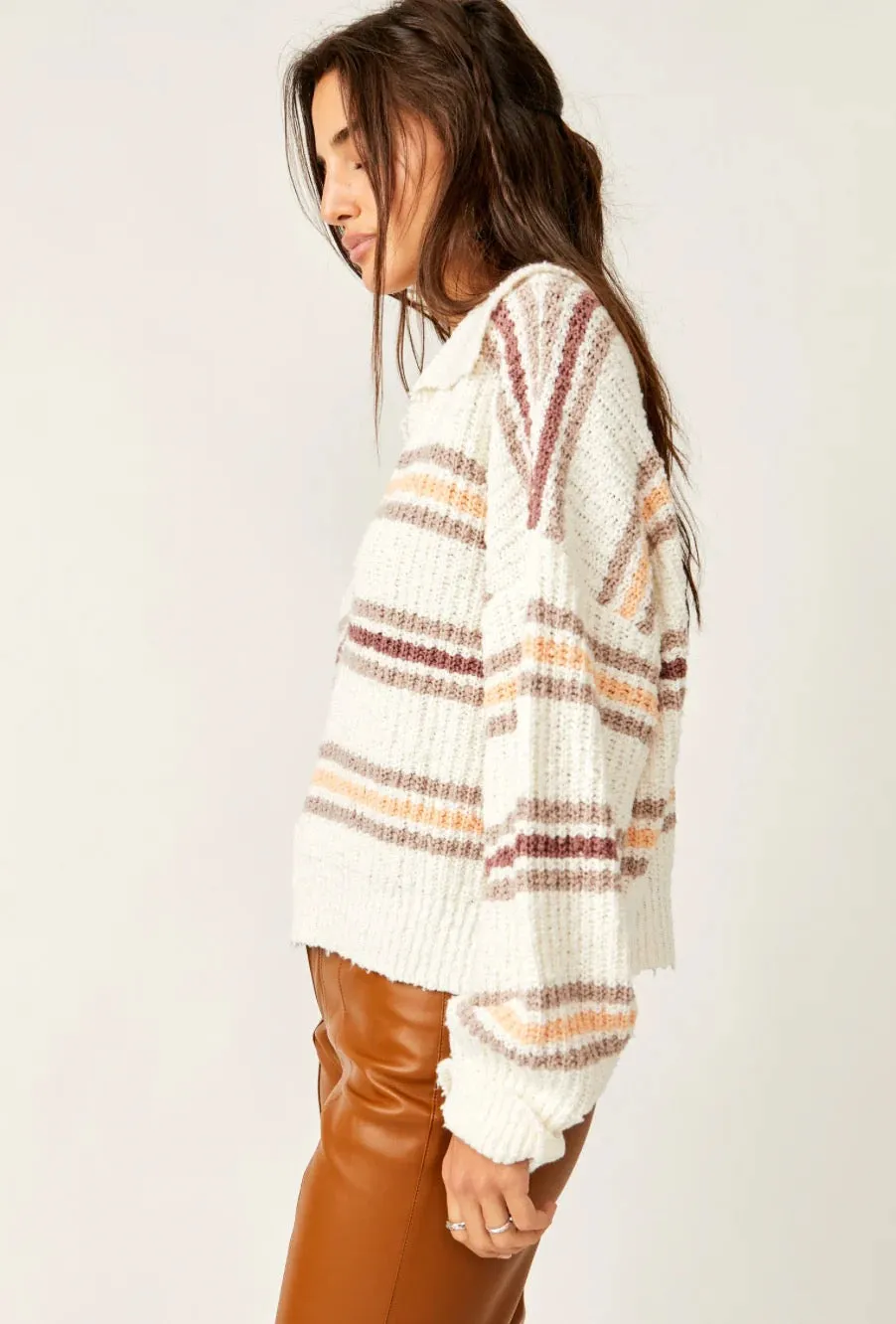 Free People Kennedy Pullover - IVORY OAK COMBO