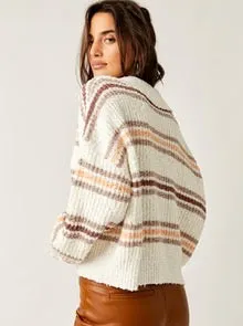 Free People Kennedy Pullover - IVORY OAK COMBO