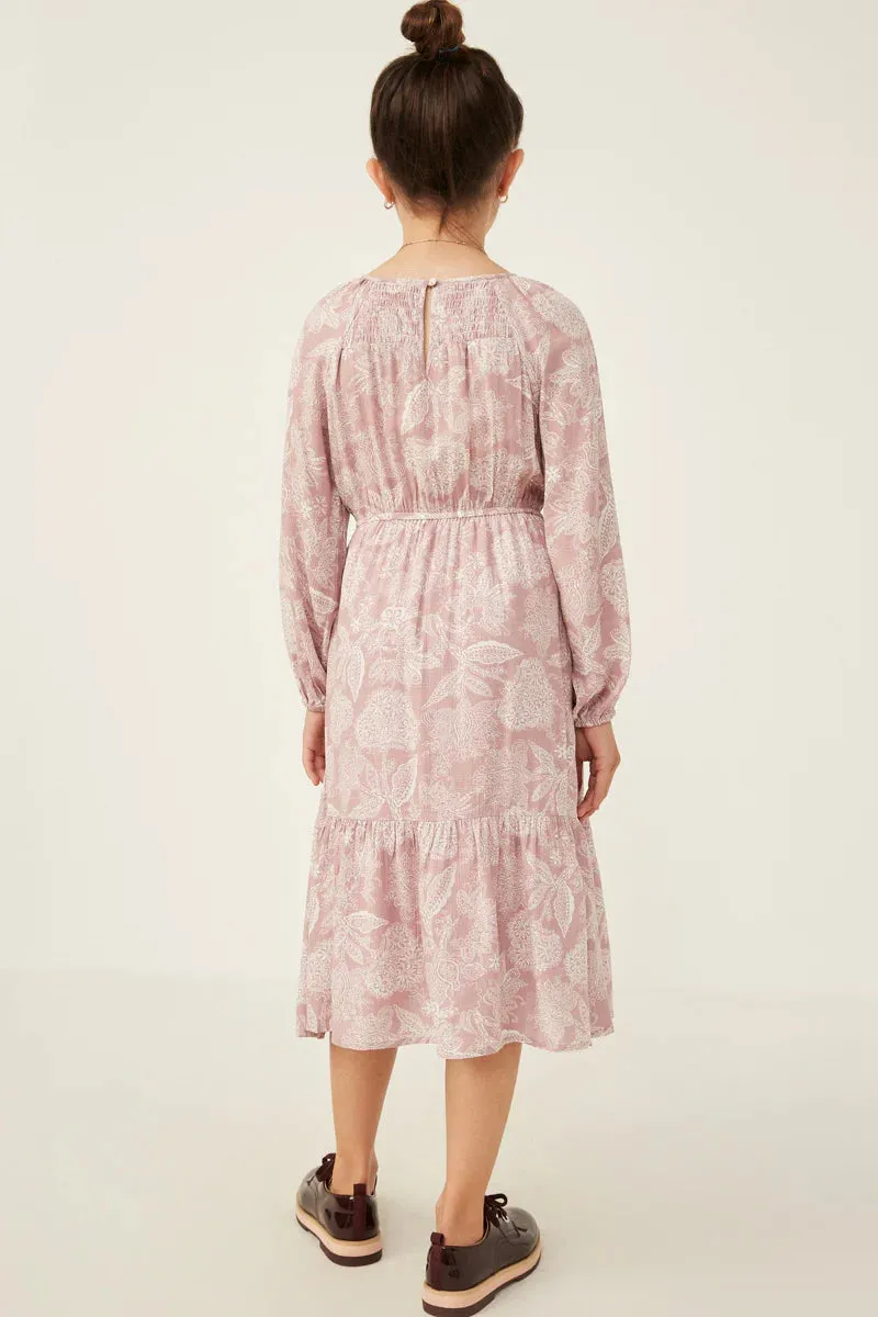 Girls Botanical Paisley Smock Detailed Dress