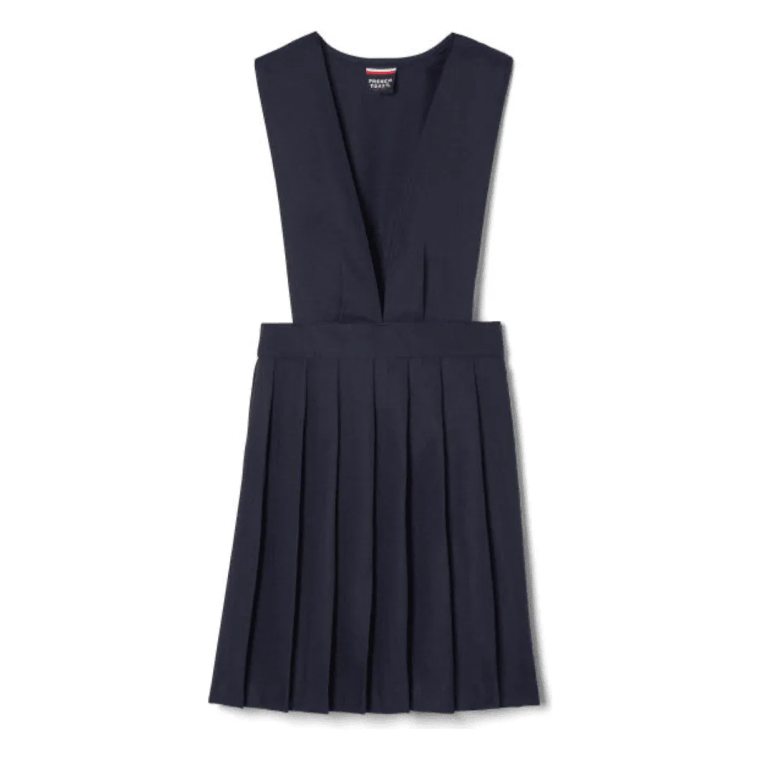 Girl's Plus V-Neck Pleated Jumper - Navy