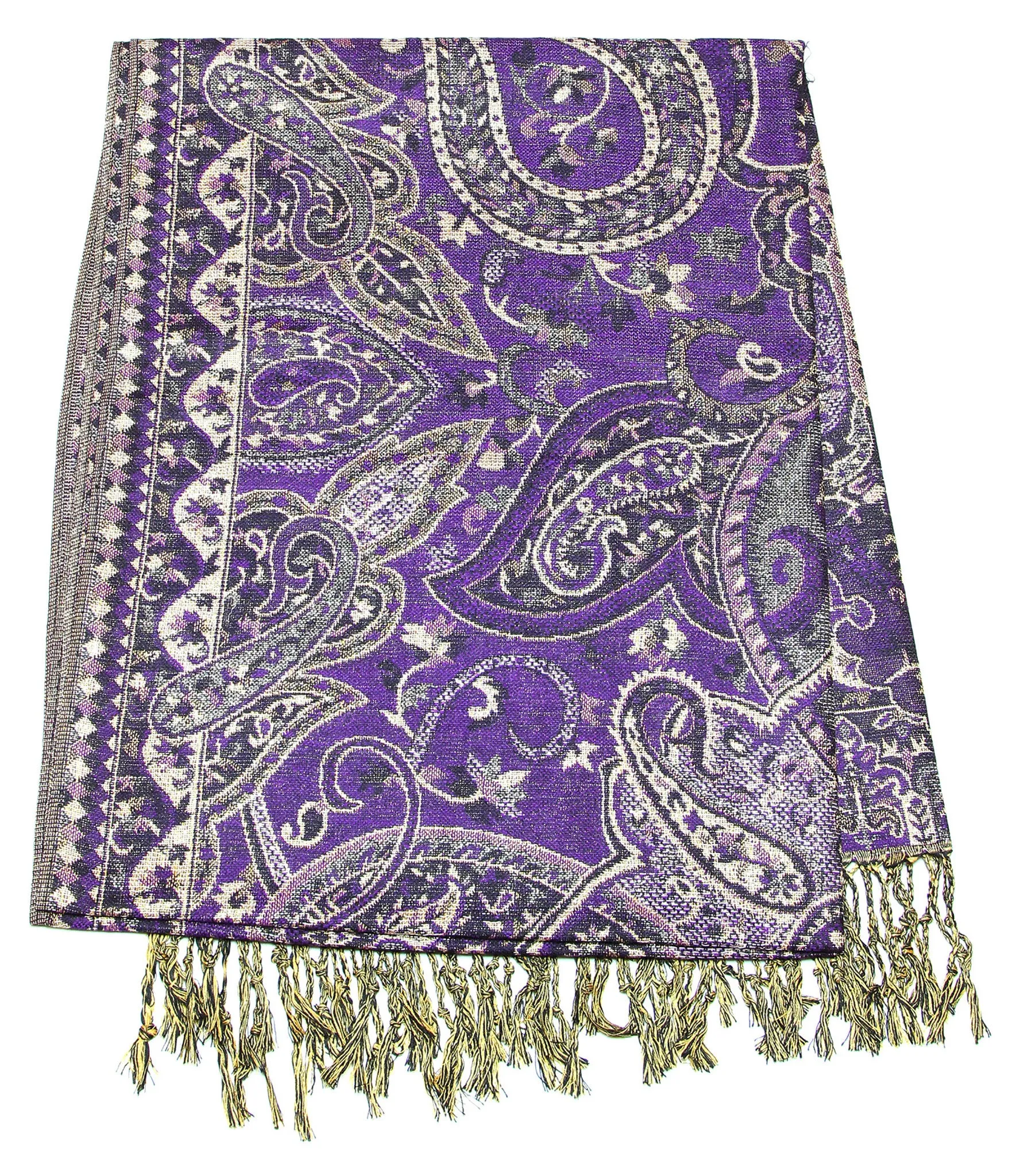 Hand Made Pashmina Shawl Scarf Flower in Grape