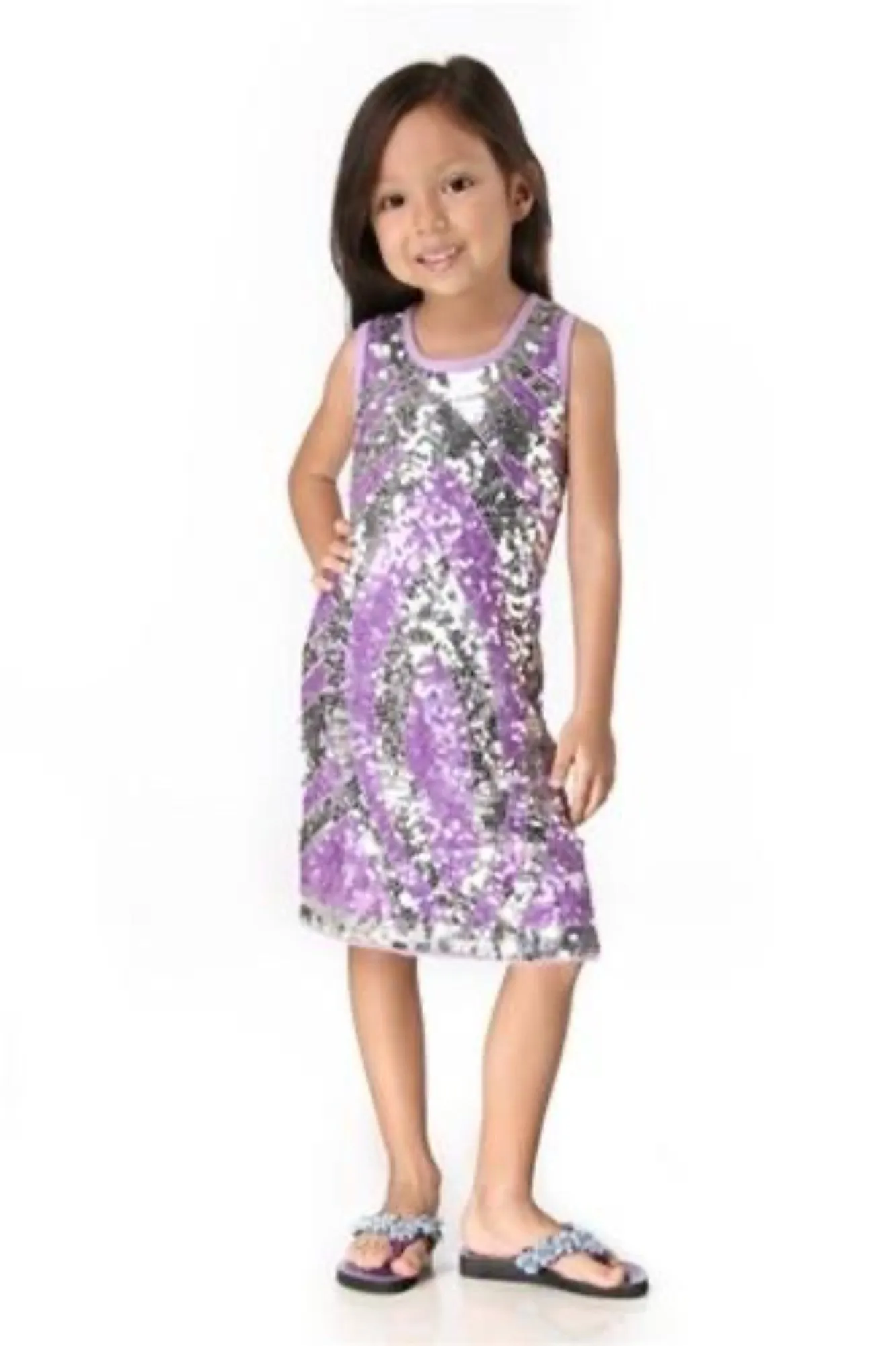 HavenGirl Girls Purple Eyes Sequin Tank Dress