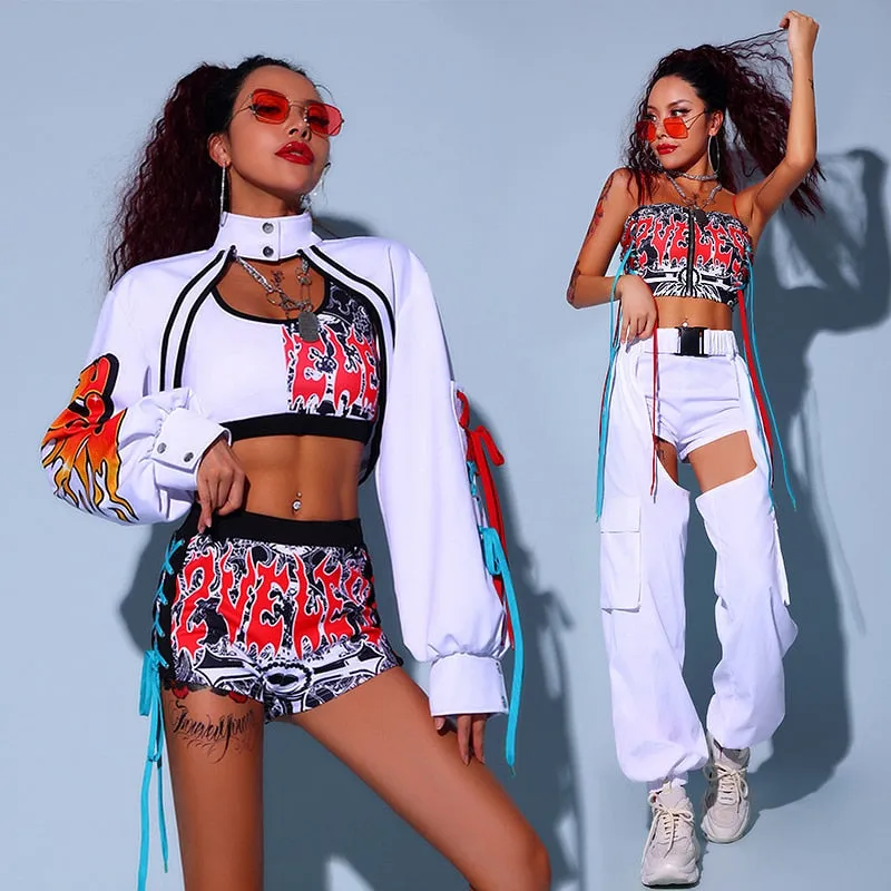 Hip Hop Style Rave Top   Pants Sets (Two Variants)