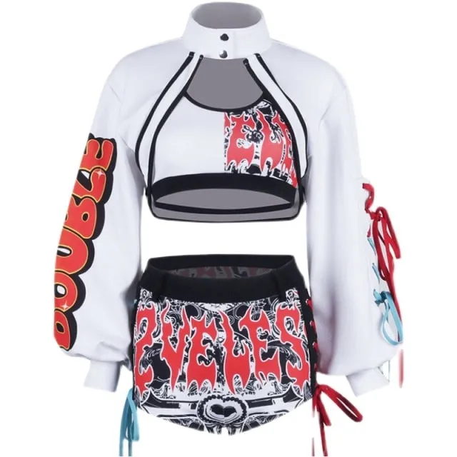 Hip Hop Style Rave Top   Pants Sets (Two Variants)