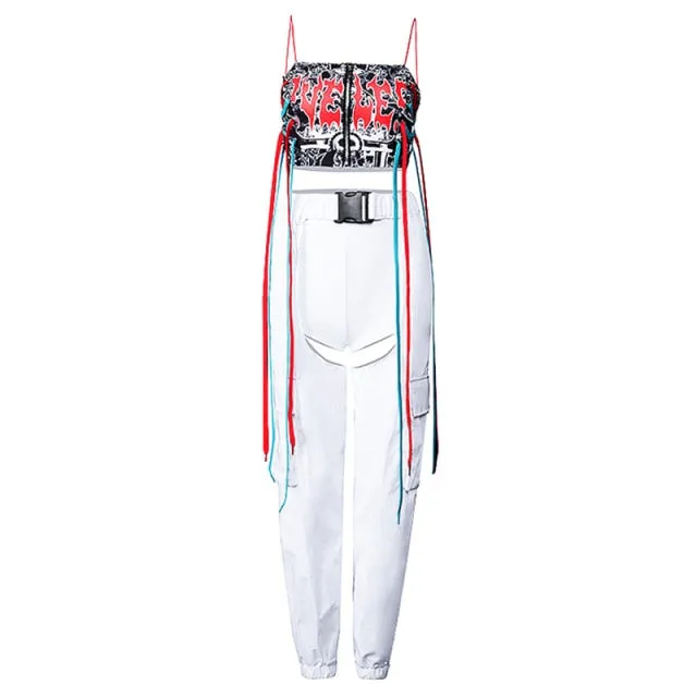 Hip Hop Style Rave Top   Pants Sets (Two Variants)