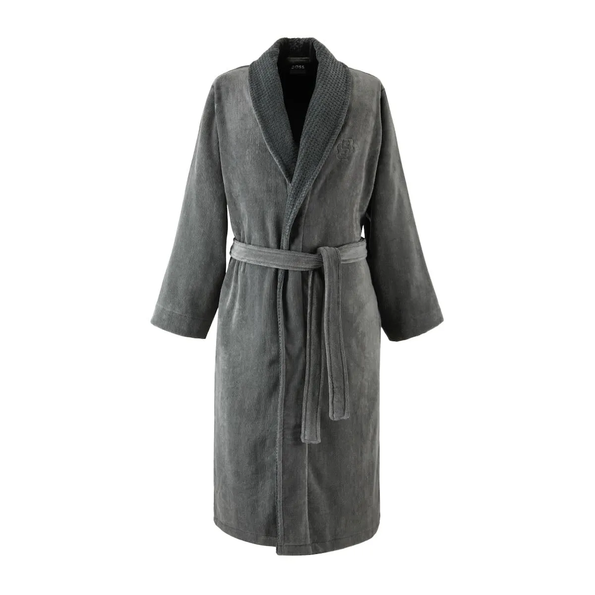 Hugo Boss Double B Charcoal Shawl Collar Bathrobe (Men's) by Yves Delorme