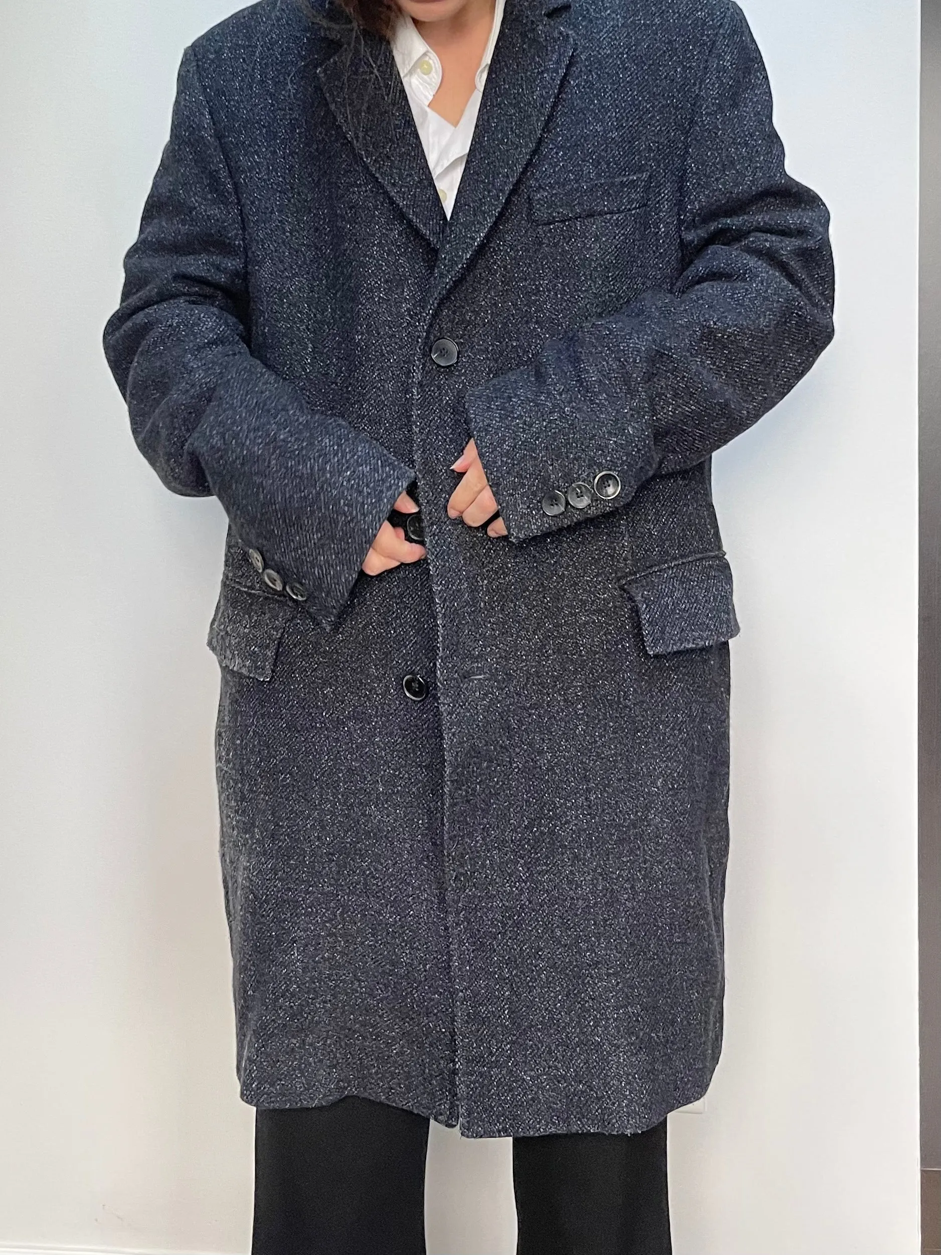 Hugo Boss Speckled Wool Menswear Overcoat - L