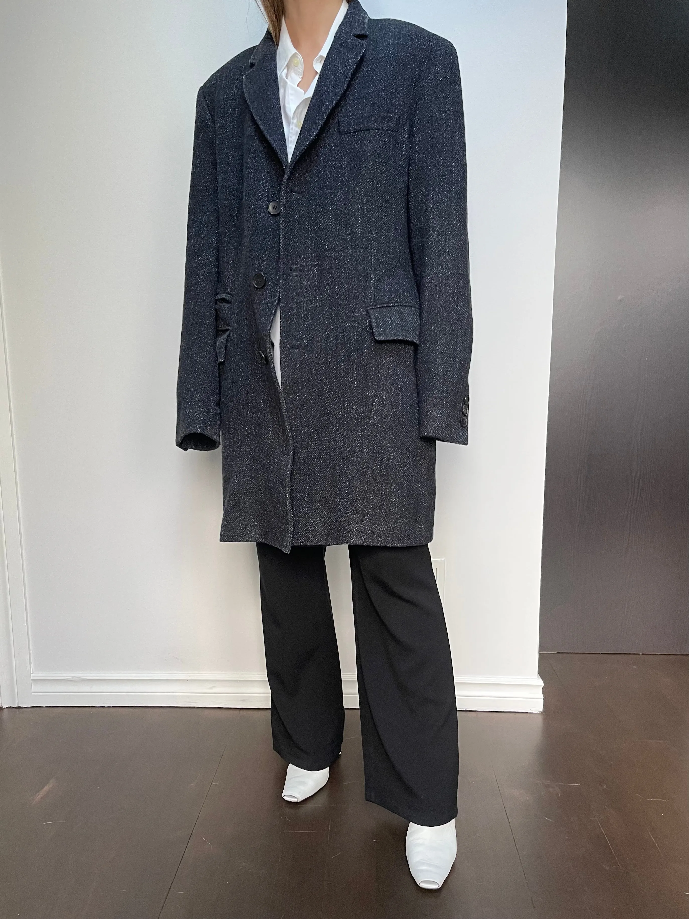 Hugo Boss Speckled Wool Menswear Overcoat - L
