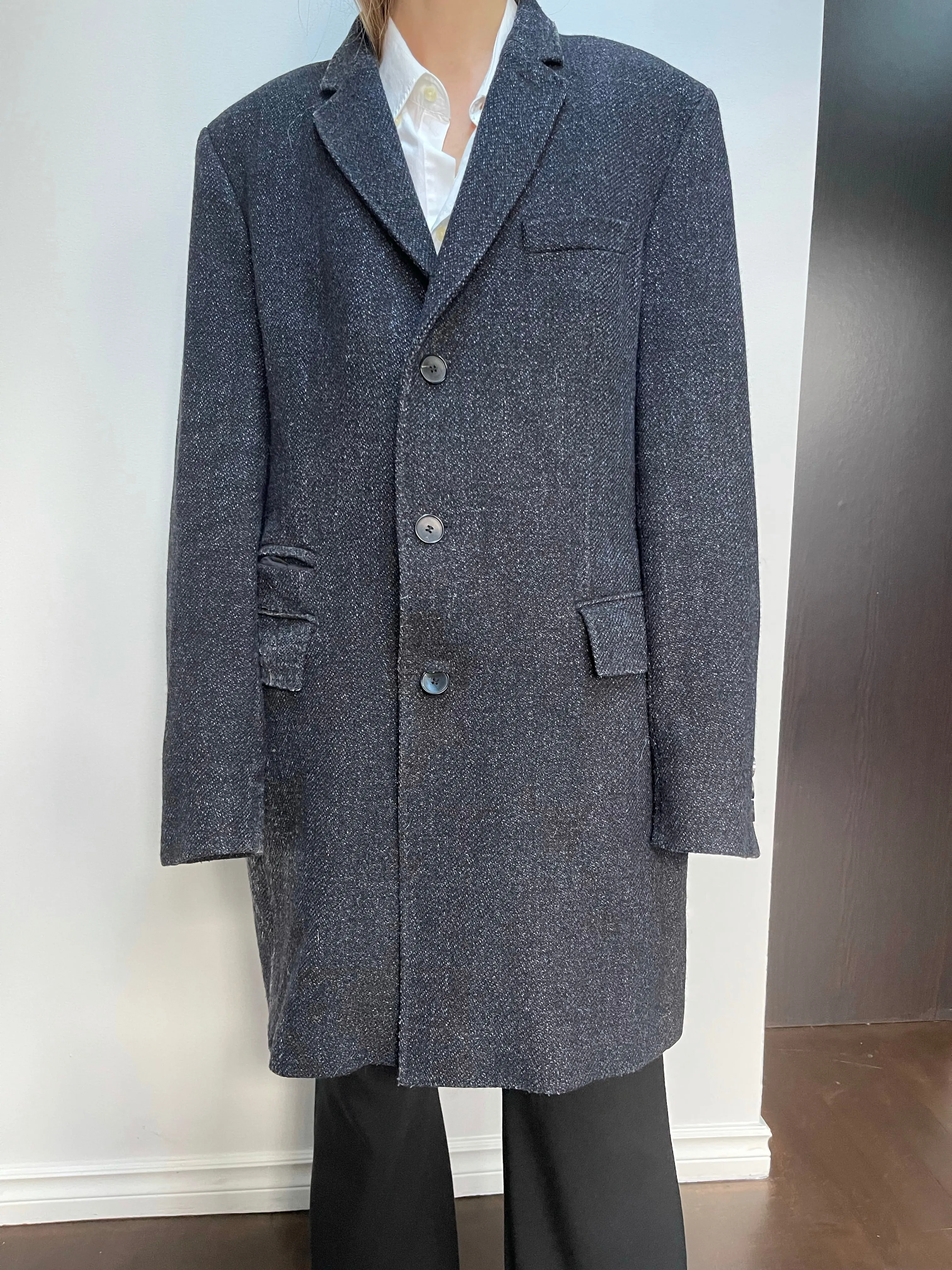 Hugo Boss Speckled Wool Menswear Overcoat - L