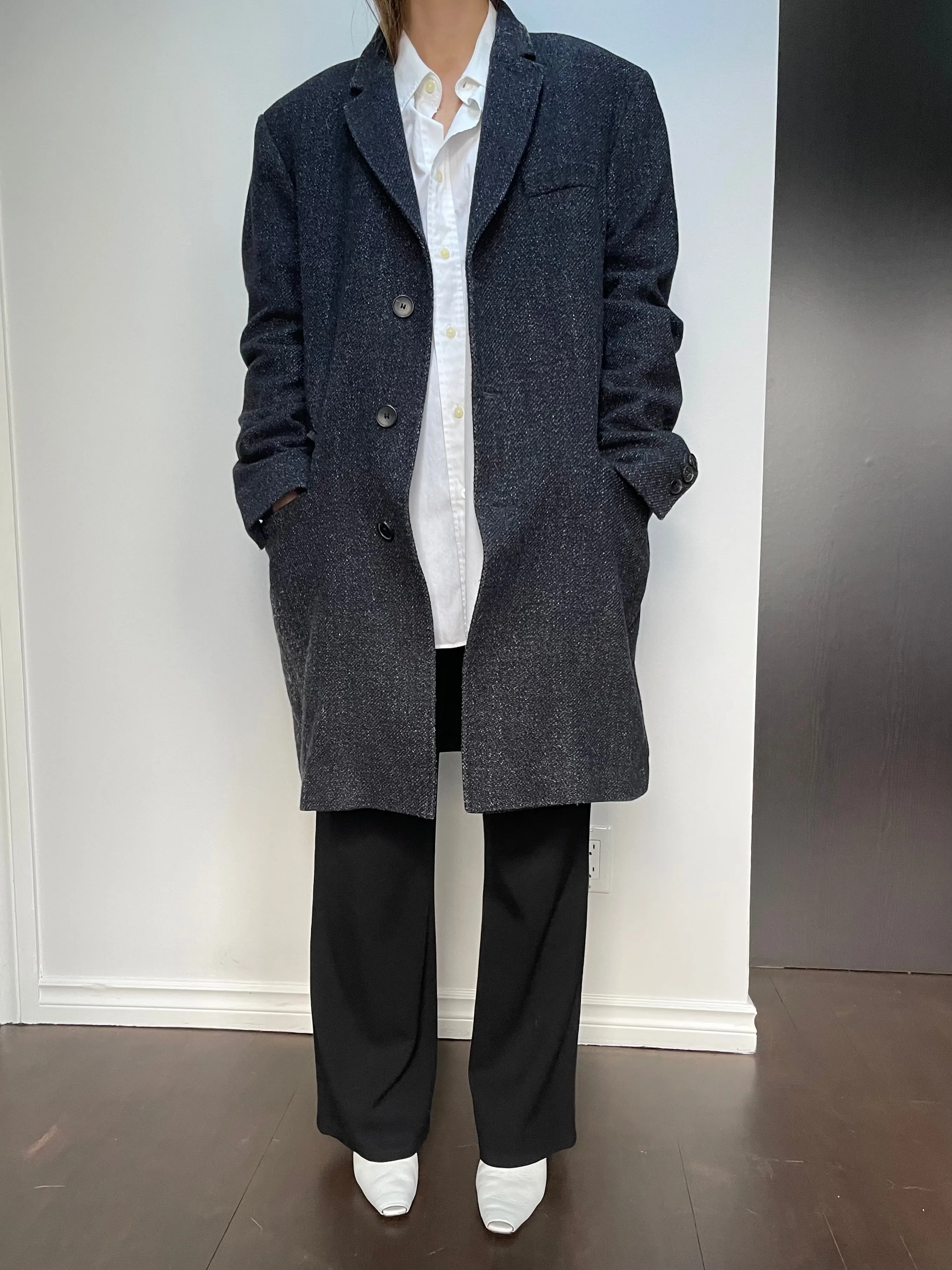 Hugo Boss Speckled Wool Menswear Overcoat - L
