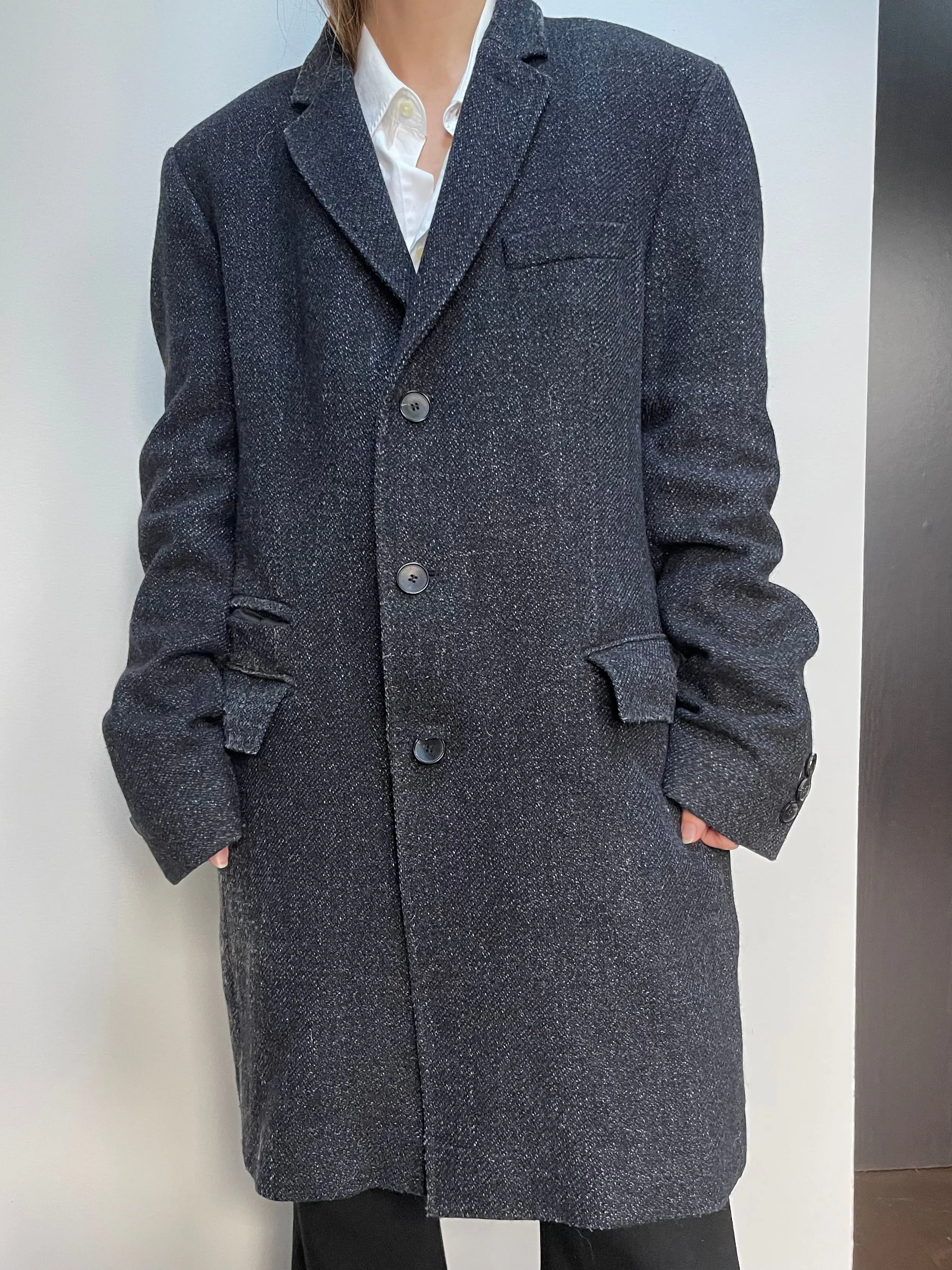 Hugo Boss Speckled Wool Menswear Overcoat - L