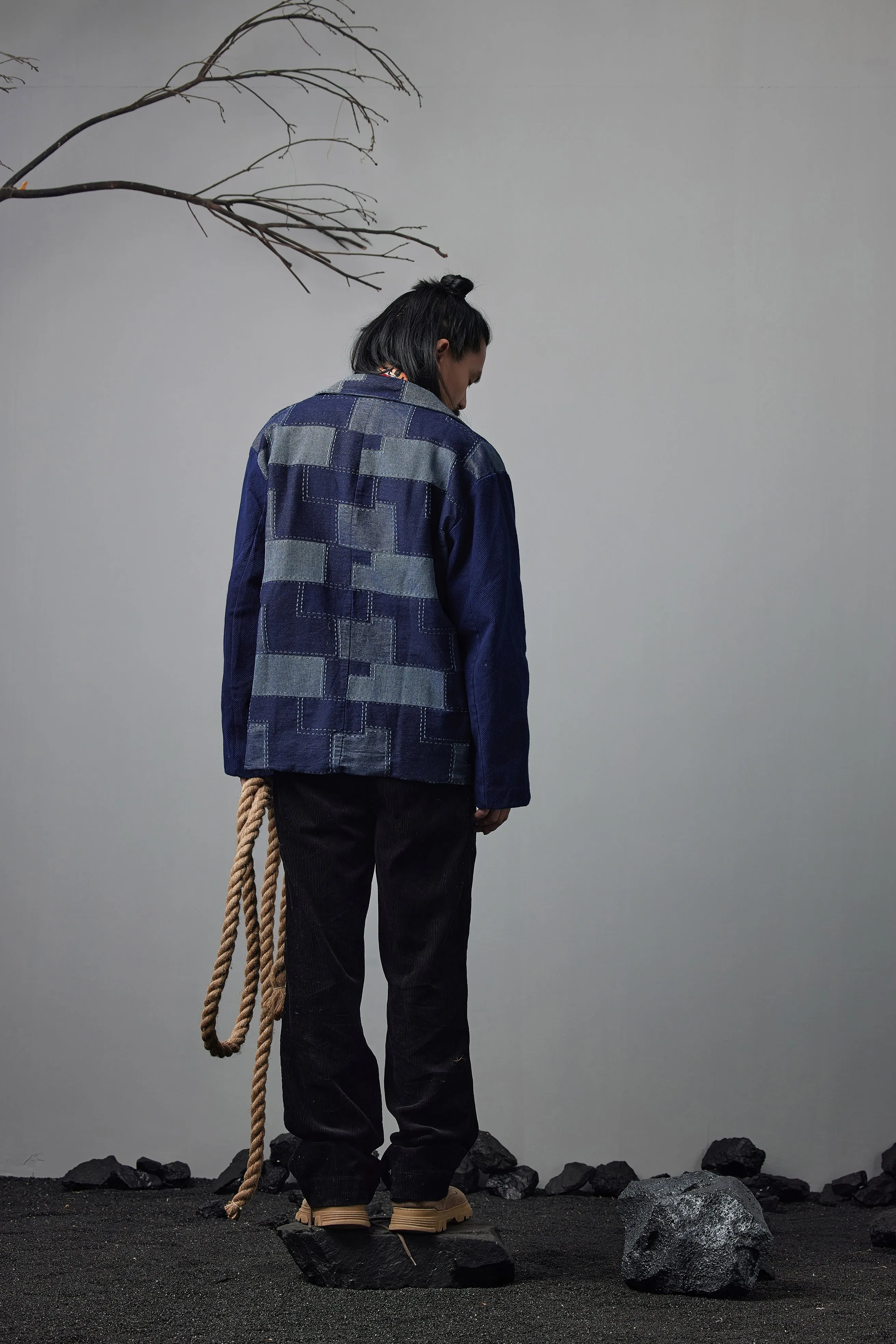 Indigo Jacket Blazer Collar Vintage Jacket