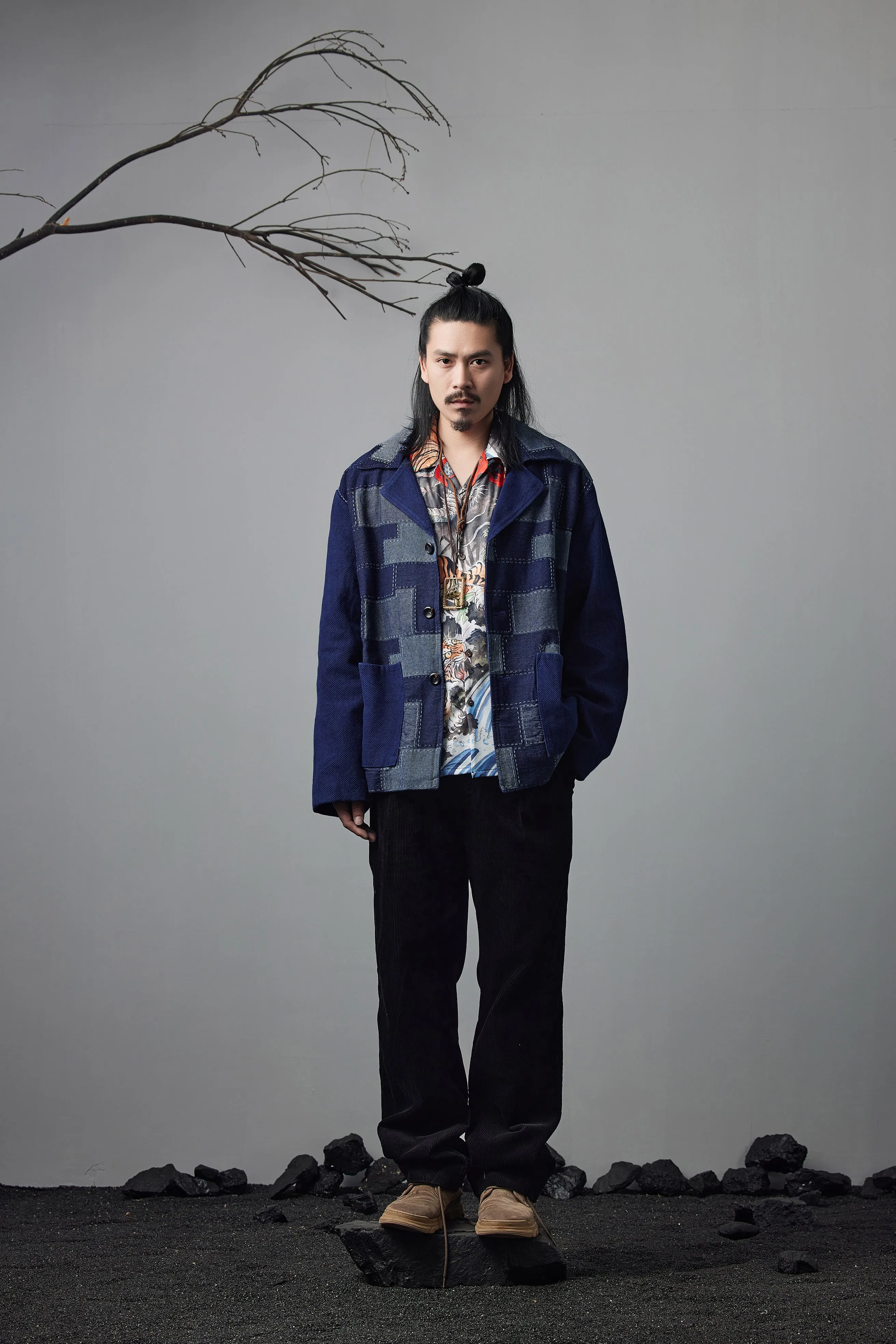Indigo Jacket Blazer Collar Vintage Jacket