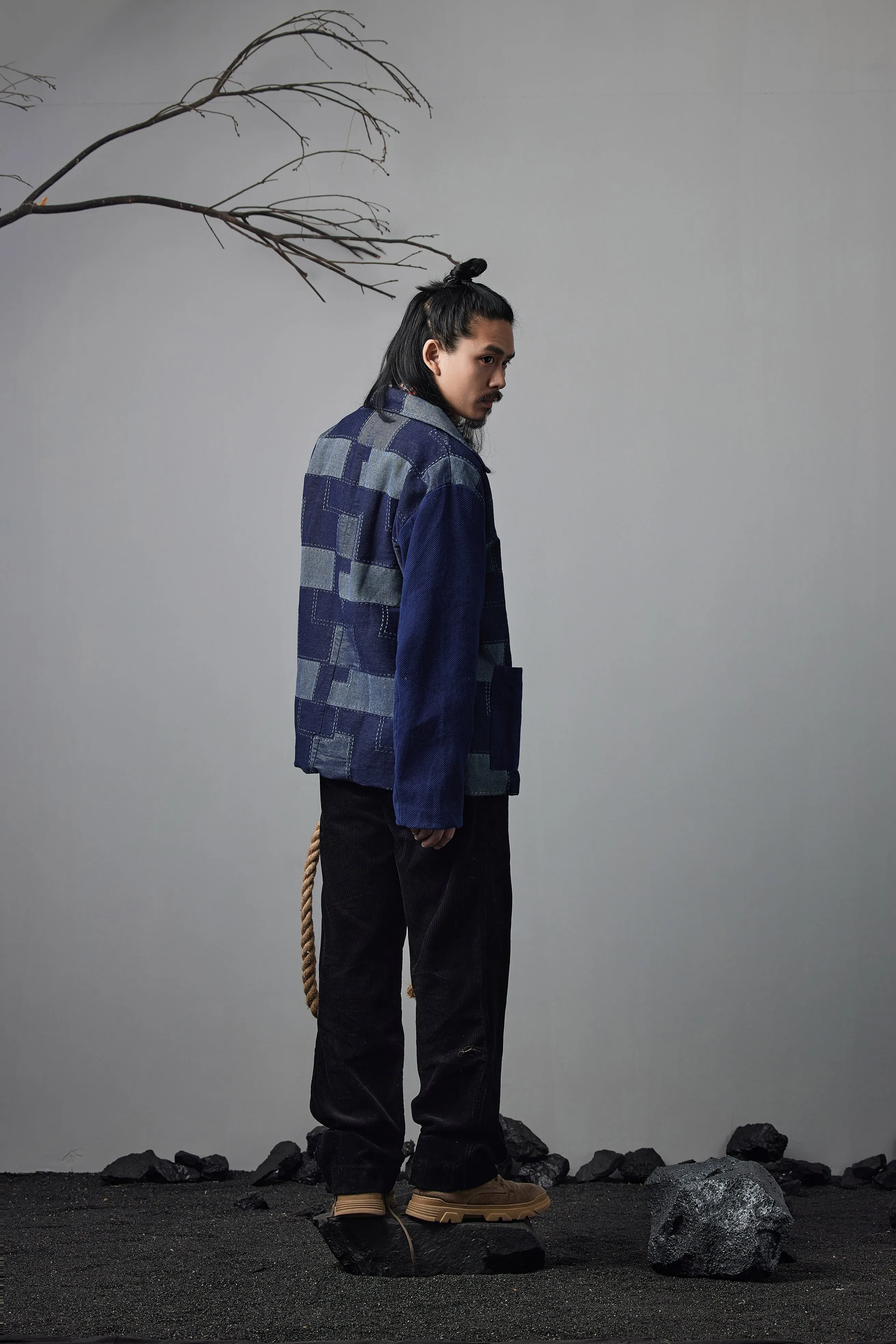 Indigo Jacket Blazer Collar Vintage Jacket