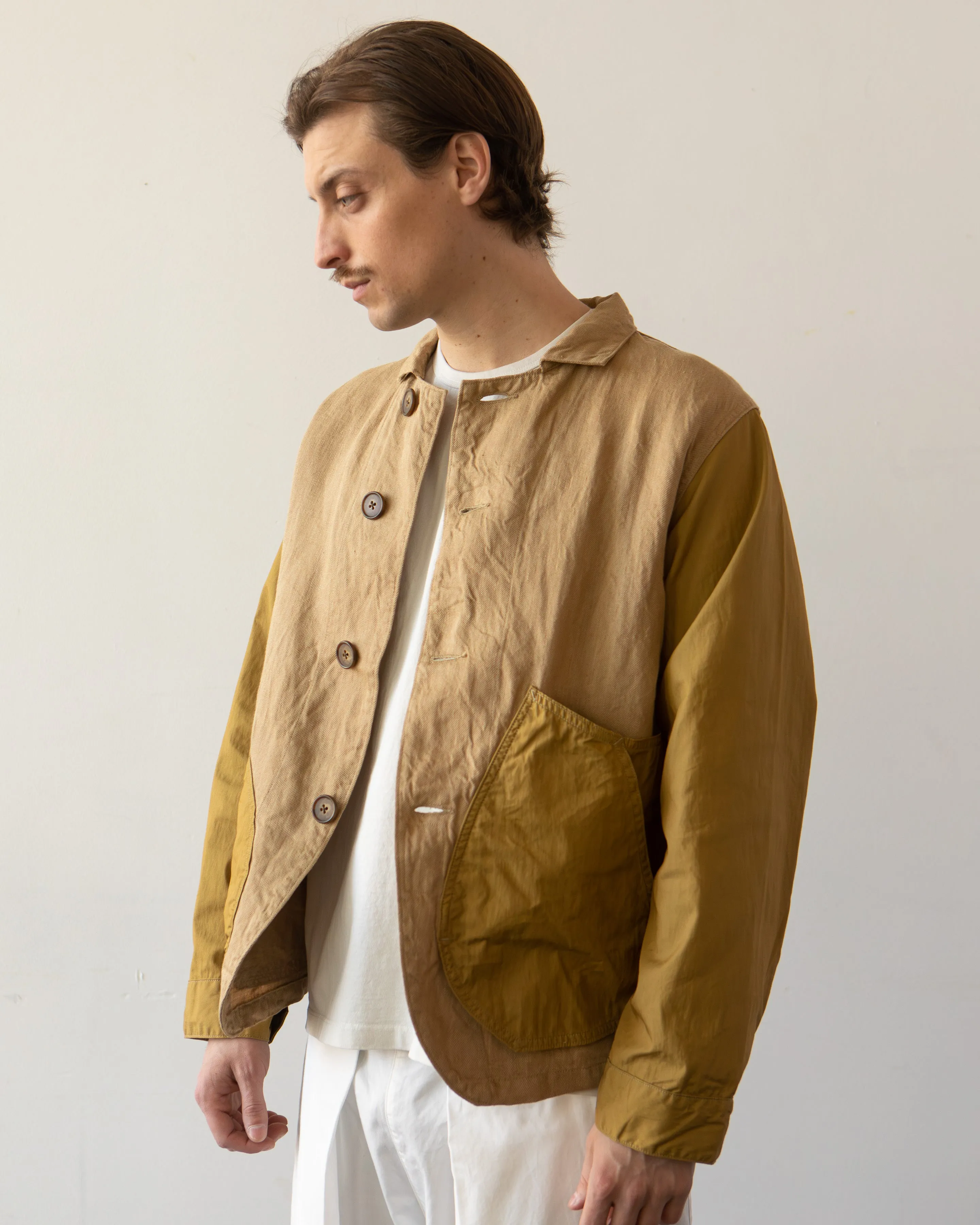 Kapital Unisex Linen Chino Cloth Ringoman Coverall, Beige