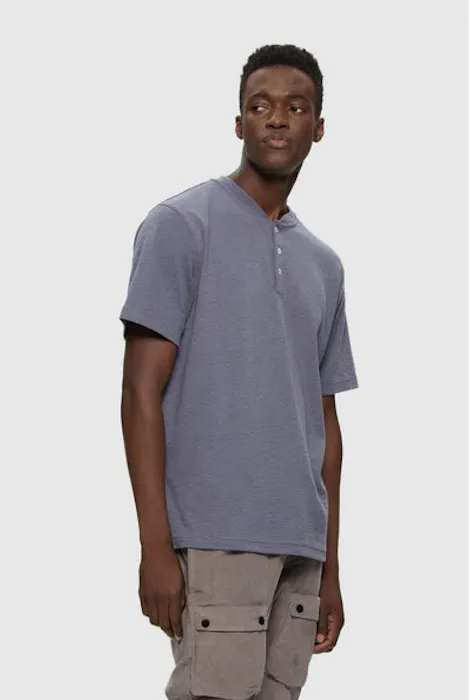 KUWALLA TEE SLUB SS HENLEY - CHARCOAL