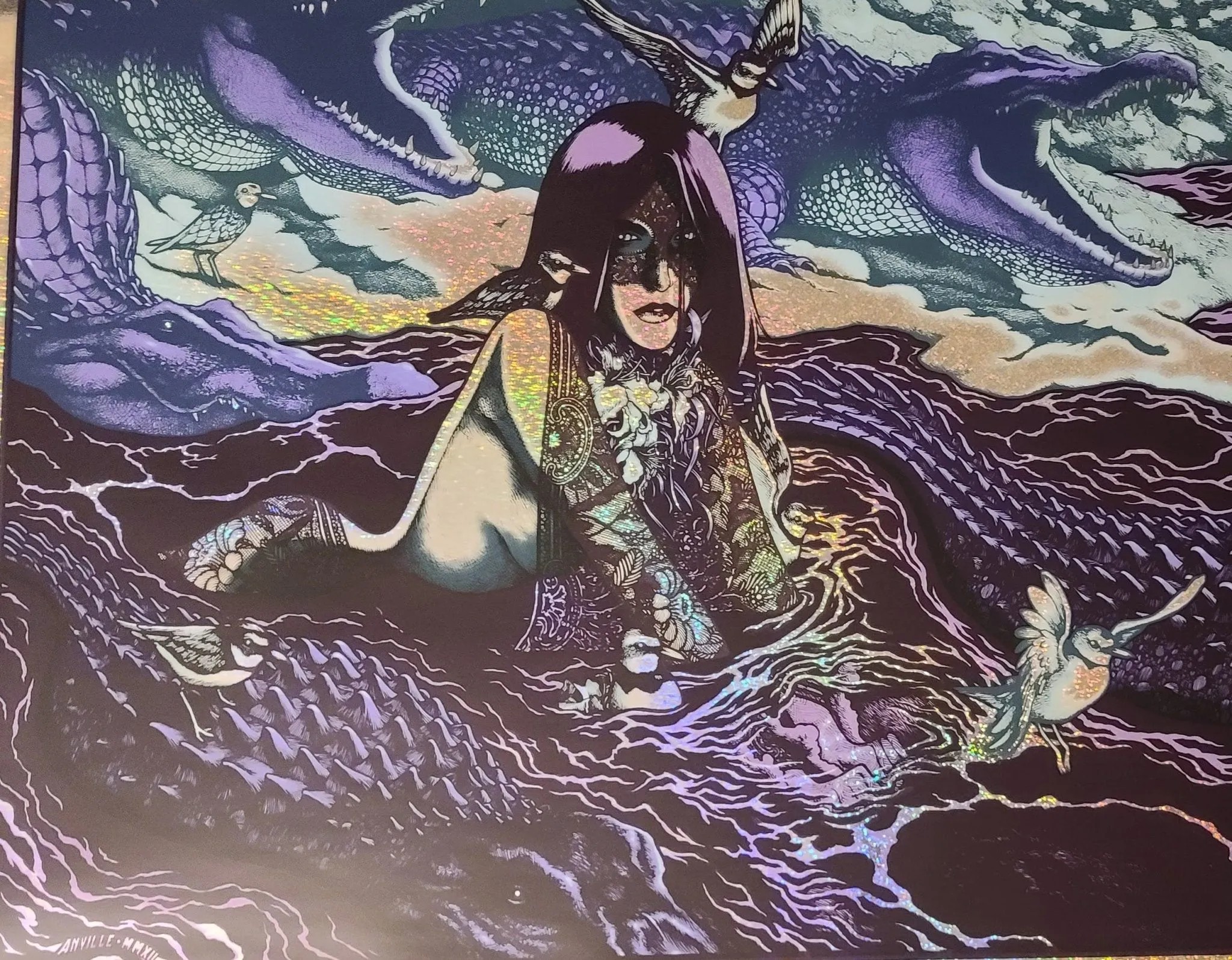 Lace Shawl Foil AP Silkscreen Print by Justin Anville