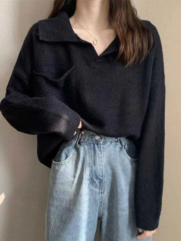 LANFUBEISI - Pocket Crop Knit Sweater