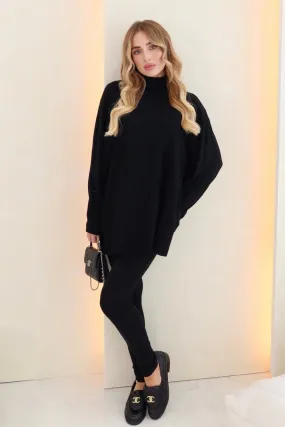 Laurel black knitted loungewear set