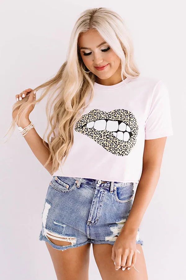 Leopard Lips Crop Top in Pink