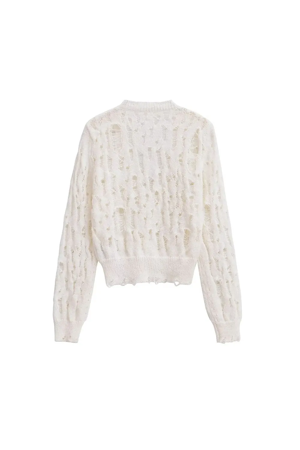 'Lily' Ripped-Detail Cropped Knit Jacket