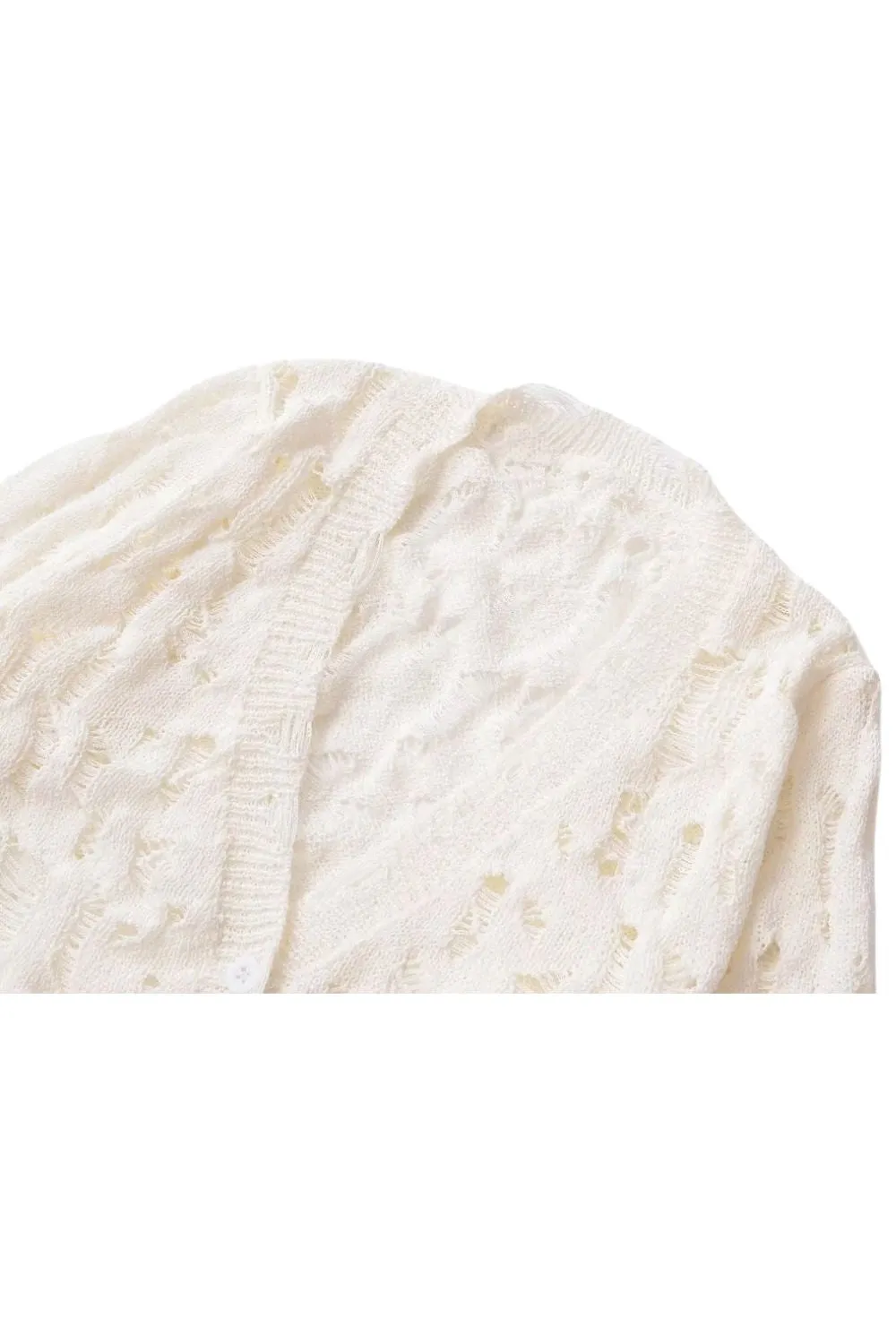'Lily' Ripped-Detail Cropped Knit Jacket
