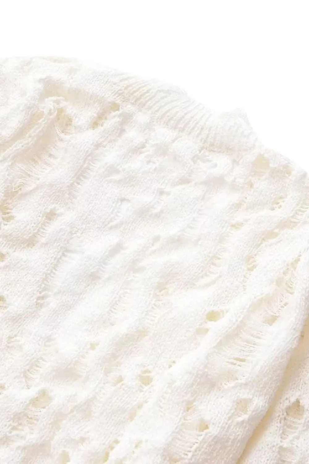 'Lily' Ripped-Detail Cropped Knit Jacket
